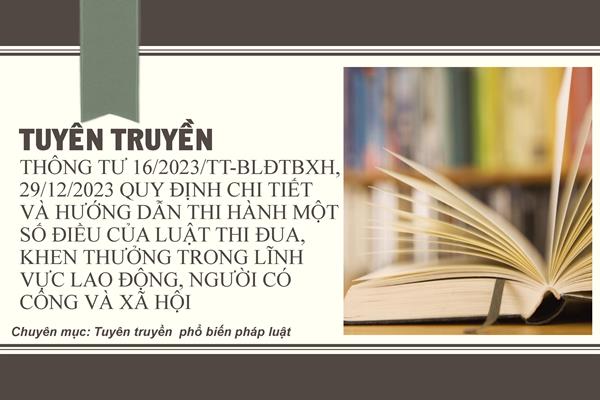 Thông tư 16/2023/TT-BLĐTBXH, ngày 29/12/2023 Quy định chi tiết và hướng dẫn thi hành một số điều của Luật Thi đua, khen thưởng trong lĩnh vực lao động, người có công và xã hội