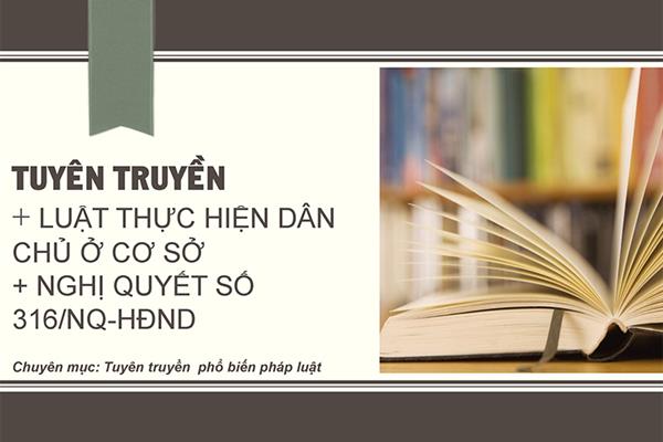 Luật Thực hiện dân chủ ở cơ sở; Nghị quyết số 316/NQ-HĐND